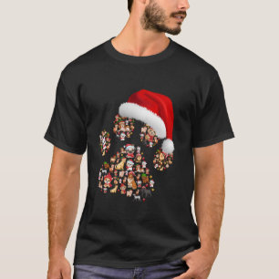T-shirt Joyeux Chiens de Noël Paws Lumières chapeau de Pèr