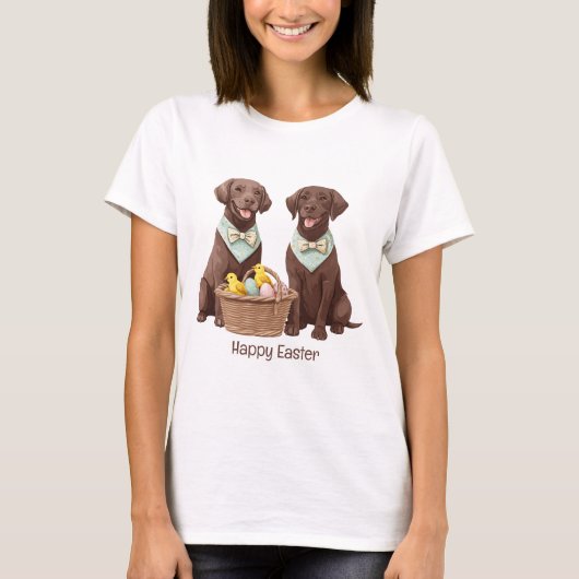 T-shirt Joyeux Chiens de récupération de chocolat de Pâque (Devant)