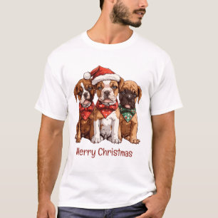 T-shirt Joyeux Chiens en boîte de Noël