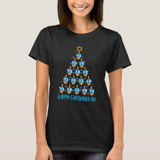 T-shirt Joyeux Chrismukkah Dreidel sapin de Noël Hanoukka (Devant)
