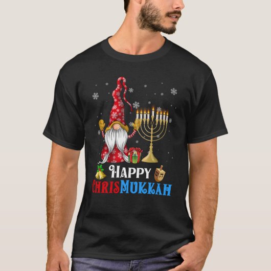 T-shirt Joyeux Chrismukkah Gnome Noël Hanoukka (Devant)
