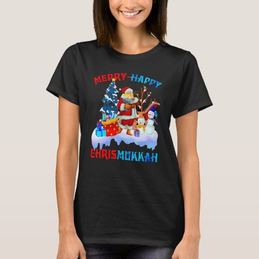 T-shirt Joyeux Chrismukkah Joyeux Noël Bonne Hanoukka (Devant)
