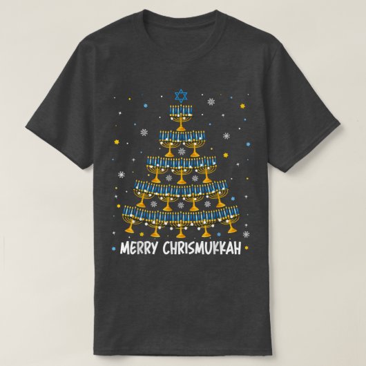T-shirt Joyeux Chrismukkah Menorah Arbre de Noël Hanoukka (Design devant)