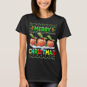 T-shirt Joyeux Christ de Noël Pêche Fruit Éclairage Santa 