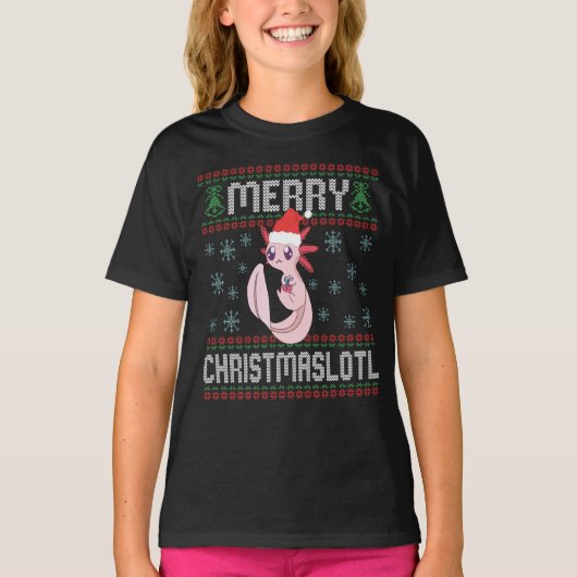 T-shirt Joyeux Christmaslotl mignon Axolotl Doux moche Cad (Devant)