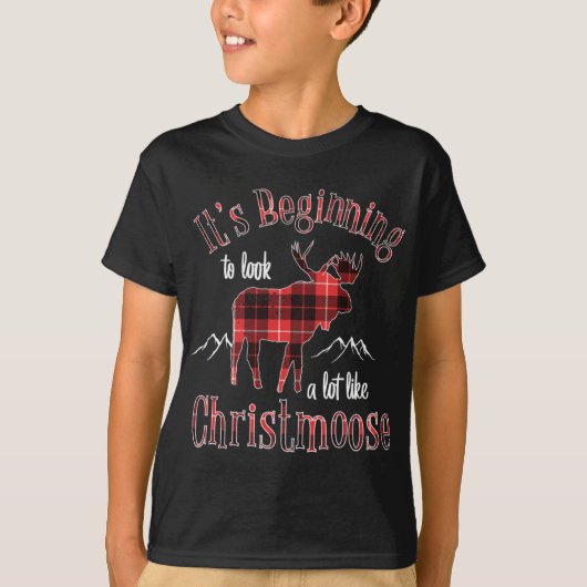 T-shirt Joyeux Christmoose Buffalo Plaid Red Moose pour Ch (Devant)