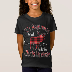 T-Shirt Joyeux Christmoose Buffalo Plaid Red Moose pour Ch