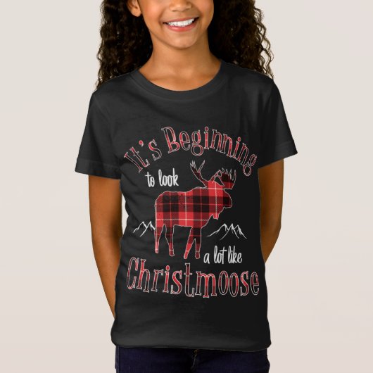 T-Shirt Joyeux Christmoose Buffalo Plaid Red Moose pour Ch (Devant)