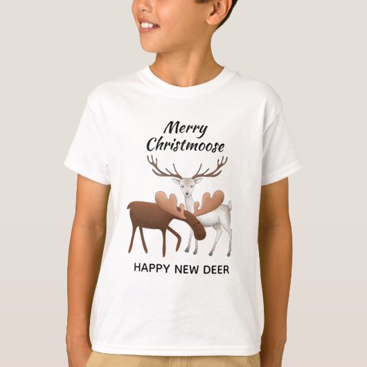 T-shirt Joyeux Christmoose Happy New Deer (Devant)