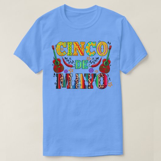 T-shirt Joyeux Cinco De Mayo Meican Guitare Fiesta Cactus  (Design devant)