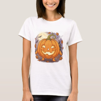 T-shirt Joyeux Citrouille de dessin animé Jack-O'-Lantern