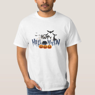 T-shirt Joyeux Citrouille d'Halloween, Fantôme et chauve-s