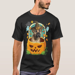 T-shirt Joyeux Citrouille d'Halloween Mastiff Chien sorcie