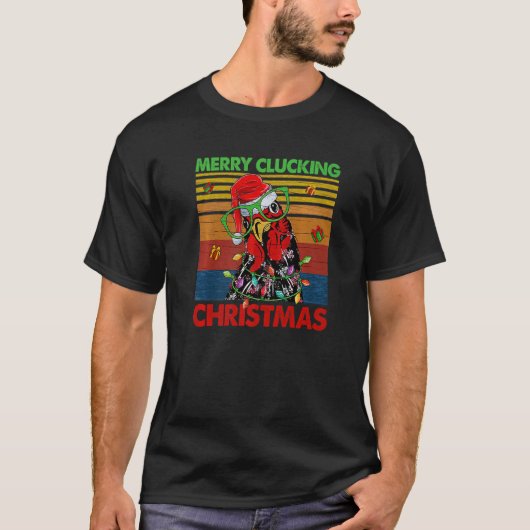 T-shirt Joyeux Clucs Noël Père Noël Poulet Hen (Devant)