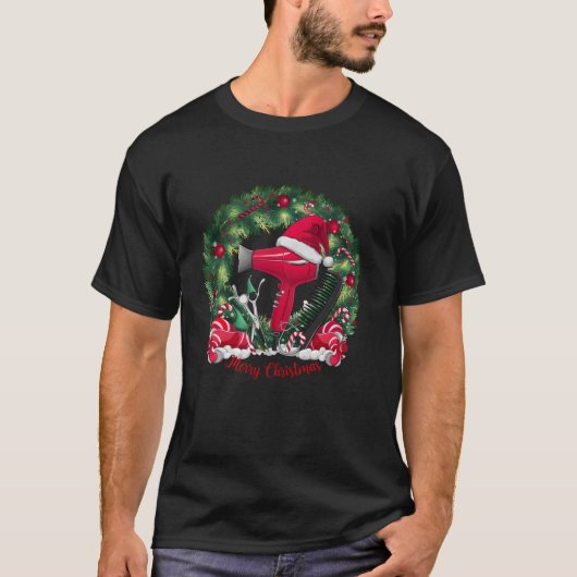 T-shirt Joyeux coiffeur de Noël Funny coiffeur de Noël (Devant)