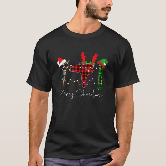 T-shirt Joyeux coiffeur de Noël Funny Outil Coiffeur (Devant)