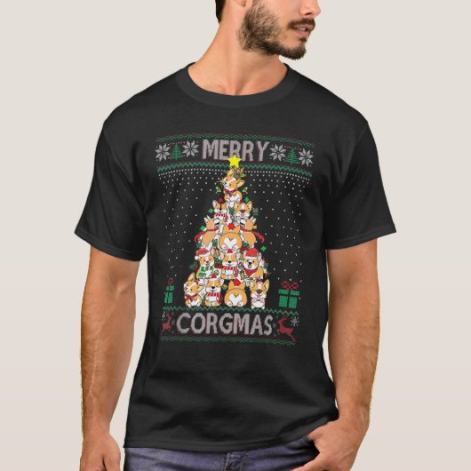 T-shirt Joyeux Corgmas Pull Ugly Corgi Noël Tr (Devant)