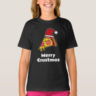 T-shirt Joyeux Crustmas FUNNY PIZA SLICE PÈRE NOËL