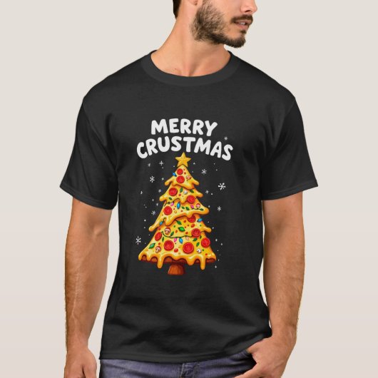 T-shirt Joyeux Crustmas Pizza Arbre de Noël Xmas Pizza Lov (Devant)