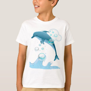 T-shirt Joyeux dauphin de saut avec des bulles