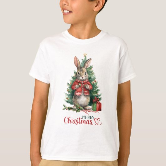 T-shirt Joyeux décor de lapin de Noël (Devant)