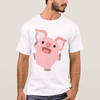 T-shirt joyeux d'enfants de porc de bande dessinée