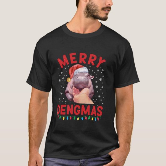 T-shirt Joyeux Dengmas Moo Deng Noël Hippo Pigmy Père Noël (Devant)