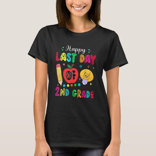 T-shirt Joyeux Dernier Jour De 2E Année Étudiants Enseigna (Devant)