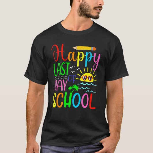 T-shirt Joyeux Dernier Jour D'École Élèves Et Enseignants (Devant)