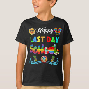 T-shirt Joyeux Dernier jour école Bye école Bonjour piscin