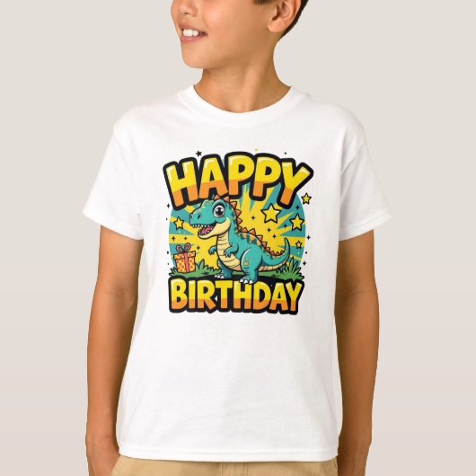 T-shirt Joyeux Dinosaur d'anniversaire (Devant)