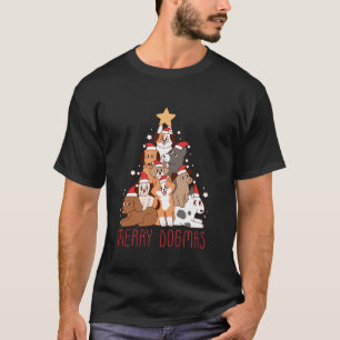 T-shirt Joyeux Dogmas Funny Puppies Santa Hat Chiens Noël