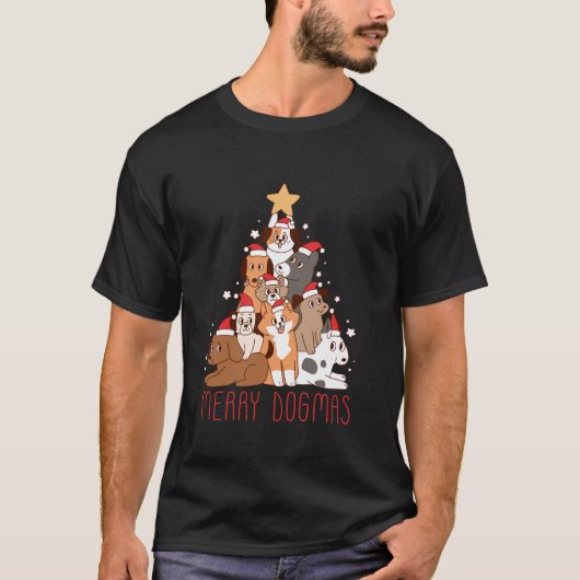 T-shirt Joyeux Dogmas Funny Puppies Santa Hat Chiens Noël (Devant)