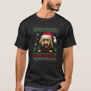 T-shirt Joyeux Dogmas Goldendoodle Santa Hat Vilain Noël