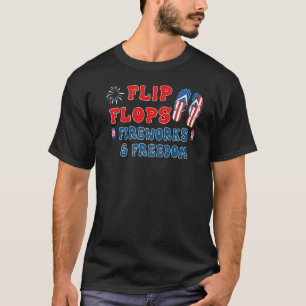 T-shirt Joyeux Drapeau 4 juillet Usa Flip Flops Feu d'arti