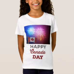T-Shirt Joyeux drapeau et feux d'artifice de la fête du Ca