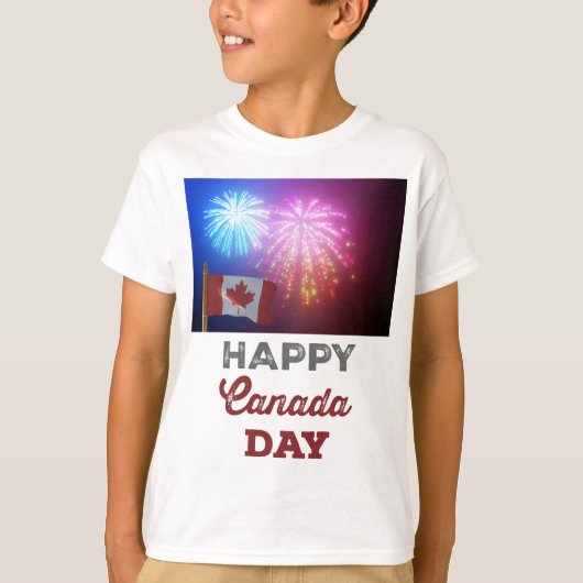 T-shirt Joyeux drapeau et feux d'artifice de la fête du Ca (Devant)