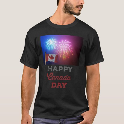T-shirt Joyeux drapeau et feux d'artifice de la fête du Ca (Devant)