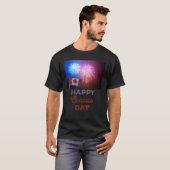 T-shirt Joyeux drapeau et feux d'artifice de la fête du Ca (Devant entier)