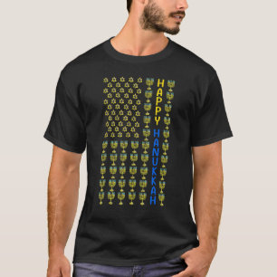T-shirt Joyeux drapeau HANOUKKA USA avec Menorahs Jewish H