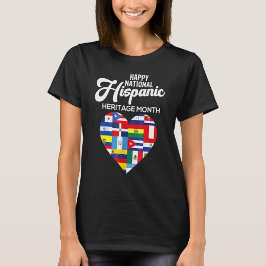 T-shirt Joyeux drapeau latin du Mois du patrimoine hispani (Devant)