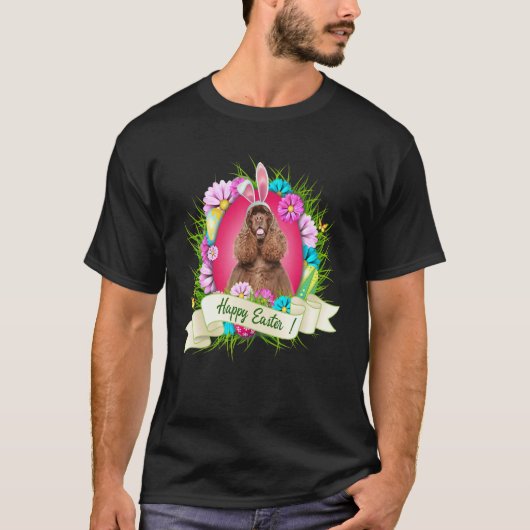 T-shirt Joyeux Easter American Cocker Spaniel Portant Bunn (Devant)