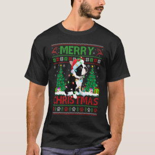 T-shirt Joyeux éclairage de Noël laide Boston Terrier Chri