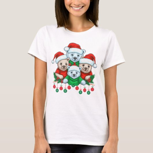 T-shirt Joyeux Escouade d'ours de Noël (Devant)