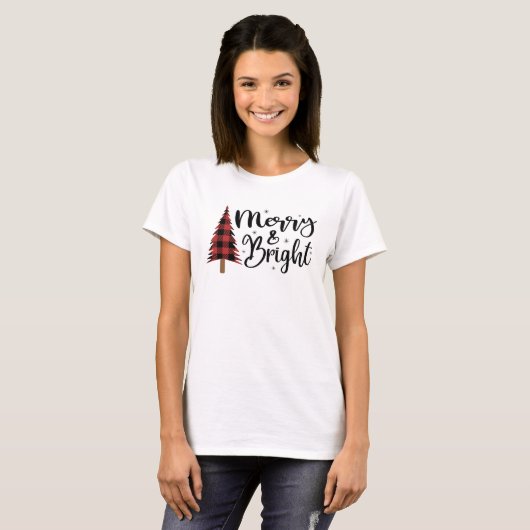 T-shirt Joyeux et brillant Buffalo Plaid Christmas Tree (Devant entier)
