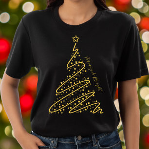 T-shirt Joyeux et brillant Élégant Noir Chic Noir Noël