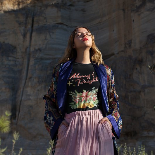 T-shirt Joyeux et brillant Fantaisie Noël Aquarelle Femmes