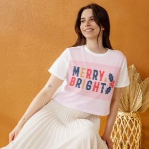 T-shirt Joyeux et brillant Noël des femmes rouges modernes