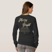 T-shirt Joyeux et brillant Noël Or Beige Script noir (Dos entier)