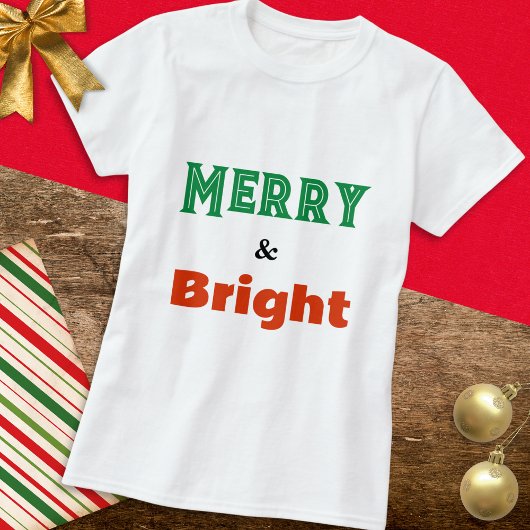 T-shirt Joyeux et brillant Noël simple gras